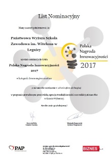 Państwowa Wyższa Szkoła Zawodowa im. Witelona w Legnicy nominowana do tytułu Polska Nagroda Innowacyjności ! Państwowa Wyższa Szkoła Zawodowa im. Witelona w Legnicy nominowana do tytułu Polska Nagroda Innowacyjności !