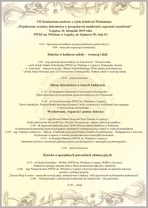 Kolokwia Witeloniana 2019 Kolokwia Witeloniana 2019