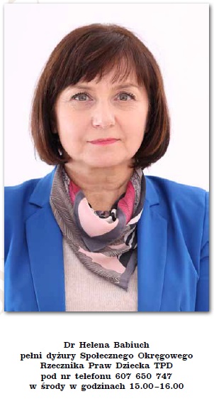 Doktor Helena Babiuch Społecznym Okręgowym Rzecznikiem Praw Dziecka Doktor Helena Babiuch Społecznym Okręgowym Rzecznikiem Praw Dziecka