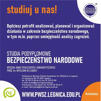 Nowy kierunek studiów podyplomowych - Bezpieczeństwo narodowe Nowy kierunek studiów podyplomowych - Bezpieczeństwo narodowe