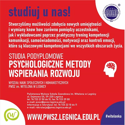 Nowy kierunek studiów podyplomowych - Psychologiczne metody wspierania rozwoju Nowy kierunek studiów podyplomowych - Psychologiczne metody wspierania rozwoju
