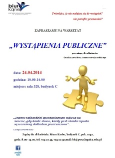 Warsztaty Biura Karier dla studentów PWSZ im. Witelona w Legnicy Warsztaty Biura Karier dla studentów PWSZ im. Witelona w Legnicy