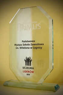Certyfikat „Uczelnia Liderów 2014 ” i wyróżnienie „Primus” dla PWSZ im. Witelona w Legnicy Certyfikat „Uczelnia Liderów 2014 ” i wyróżnienie „Primus” dla PWSZ im. Witelona w Legnicy