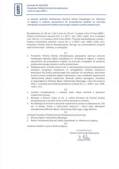 Energetyka z pozytywną opinią Polskiej Komisji Akredytacyjnej Energetyka z pozytywną opinią Polskiej Komisji Akredytacyjnej
