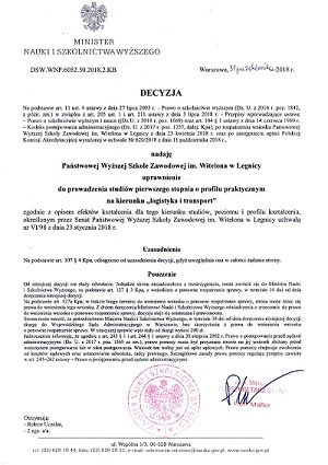 Mamy zgodę na Logistykę i transport ! Mamy zgodę na Logistykę i transport !