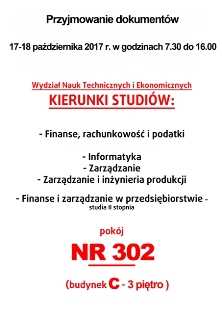 Przyjmowanie dokumentów od kandydatów na studia niestacjonarne Przyjmowanie dokumentów od kandydatów na studia niestacjonarne