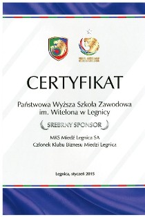 Srebny Sponsor dla PWSZ im. Witelona w Legnicy Srebny Sponsor dla PWSZ im. Witelona w Legnicy