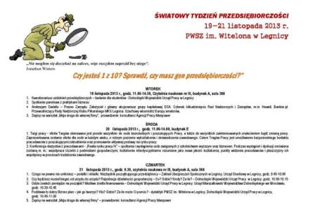 Światowy Tydzień Przedsiębiorczości w PWSZ im. Witelona w Legnicy Światowy Tydzień Przedsiębiorczości w PWSZ im. Witelona w Legnicy
