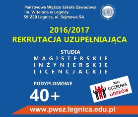 Nie zdążyłeś zapisać się na studia? Wybierz PWSZ im. Witelona w Legnicy ! Nie zdążyłeś zapisać się na studia? Wybierz PWSZ im. Witelona w Legnicy !
